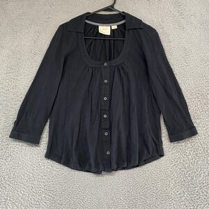Maeve Anthropologie Top Womens Small Black Button Up Capsule Relaxed Blouse